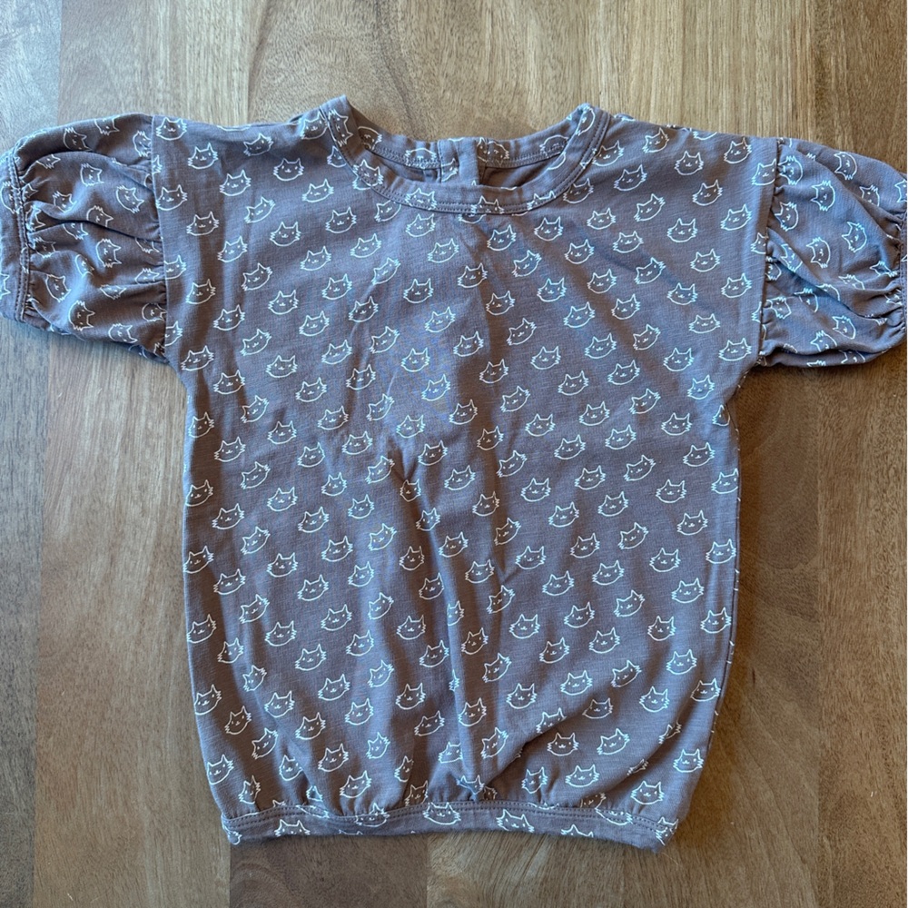 little liam by Kate Quinn 2T Brown Cat Print Shirt